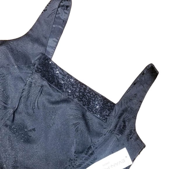 NWT Evan Picone Women's Black Fit & Flare A-Line Square Neck Dress Size 8 - Picture 2 of 8